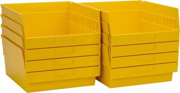 Quantum Storage - 50 Lb. Load Capacity, 11-5/8" Deep, Yellow Polypropylene Hopper Shelf Bin - 6" High x 11-1/8" Wide x 11-5/8" Long - Industrial Tool & Supply