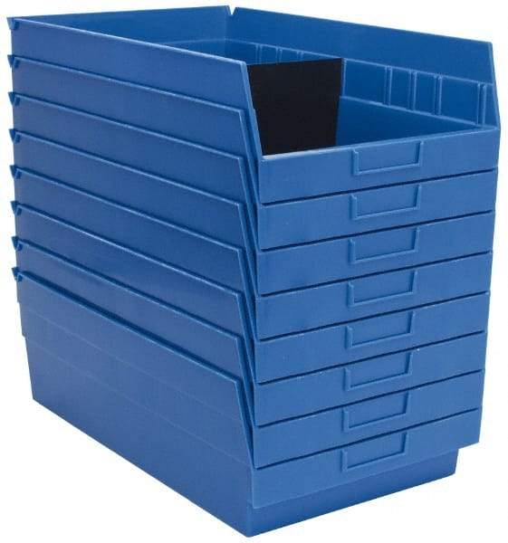 Quantum Storage - 50 Lb. Load Capacity, 17-7/8" Deep, Blue Polypropylene Hopper Shelf Bin - 6" High x 11-1/8" Wide x 17-7/8" Long - Industrial Tool & Supply
