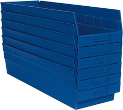 Quantum Storage - 50 Lb. Load Capacity, 23-5/8" Deep, Blue Polypropylene Hopper Shelf Bin - 6" High x 8-3/8" Wide x 23-5/8" Long - Industrial Tool & Supply