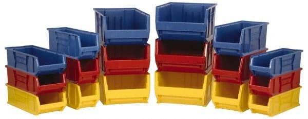 Quantum Storage - 100 Lb. Load Capacity, 29-7/8" Deep, Blue Polypropylene Hopper Stacking Bin - 10" High x 11" Wide x 29-7/8" Long - Industrial Tool & Supply