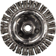 PFERD - 6" OD, 5/8-11 Arbor Hole, Knotted Steel Wheel Brush - 3/16" Face Width, 1-1/2" Trim Length, 0.02" Filament Diam, 12,500 RPM - Industrial Tool & Supply