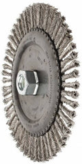 PFERD - 6-7/8" OD, 5/8-11 Arbor Hole, Knotted Stainless Steel Wheel Brush - 3/16" Face Width, 1-1/2" Trim Length, 0.02" Filament Diam, 9,000 RPM - Industrial Tool & Supply