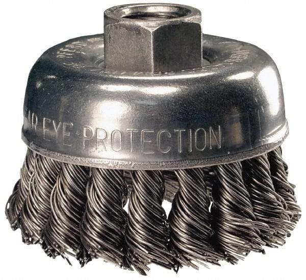 PFERD - 6" Diam, 5/8-11 Threaded Arbor, Steel Fill Cup Brush - 0.023 Wire Diam, 1-1/2" Trim Length, 6,000 Max RPM - Industrial Tool & Supply