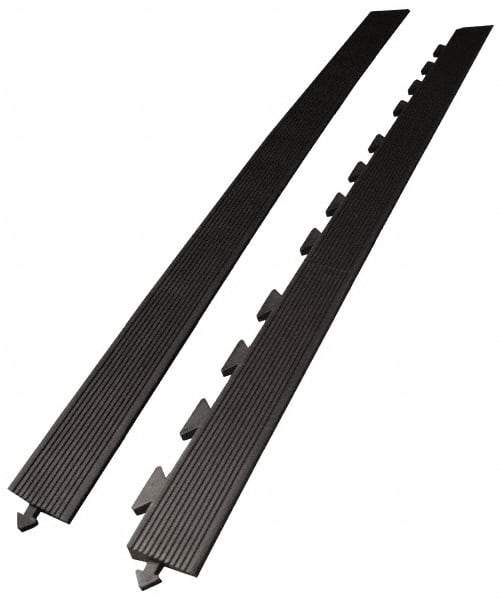 Wearwell - 5' Long x 3' Wide x 5/8" Thick, Anti-Fatigue Modular Matting Ramp Edge - Female, 1 Interlocking Side, Black, For Dry Areas, Series 502 - Industrial Tool & Supply