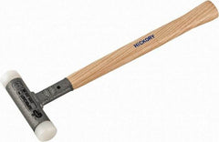 HALDER - 11 oz Head 1" Face Diam Nylon Dead Blow Hammer - 12" OAL, Hickory Handle - Industrial Tool & Supply