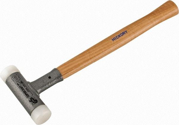 HALDER - 15 oz Head 1-3/16" Face Diam Nylon Dead Blow Hammer - 13" OAL, Hickory Handle - Industrial Tool & Supply