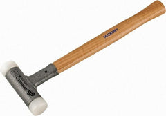HALDER - 15 oz Head 1-3/16" Face Diam Nylon Dead Blow Hammer - 13" OAL, Hickory Handle - Industrial Tool & Supply