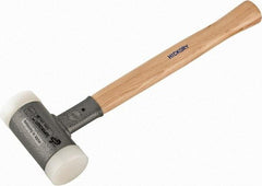 HALDER - 35 oz Head 2" Face Diam Nylon Dead Blow Hammer - 14-1/2" OAL, Hickory Handle - Industrial Tool & Supply