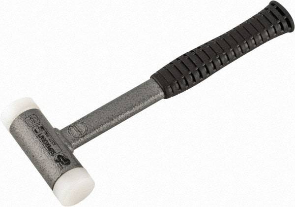 HALDER - 25 oz Head 1-3/8" Face Diam Nylon Dead Blow Hammer - 11-1/2" OAL, Steel Handle - Industrial Tool & Supply