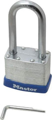 Master Lock - 2" Body Width, 2-1/4" Shackle Clearance, Laminated Steel Zinc Coating Combination Lock - 5/16" Shackle Diam, 15/16" Shackle Width - Industrial Tool & Supply