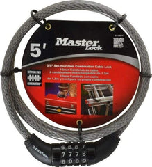 Master Lock - 5' Long Combination Cable Lock - 3/8" Diam - Industrial Tool & Supply