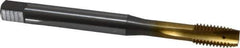 OSG - M8x1.25 Metric Coarse, 3 Flute, TiN Finish, Vanadium High Speed Steel Spiral Point Tap - Plug Chamfer, Right Hand Thread, 90mm OAL, 1-1/8" Thread Length, 0.318" Shank Diam, 6H Class of Fit - Exact Industrial Supply