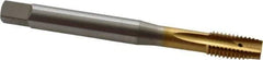 OSG - M10x1.50 Metric Coarse, 3 Flute, TiN Finish, Vanadium High Speed Steel Spiral Point Tap - Plug Chamfer, Right Hand Thread, 100mm OAL, 1-1/4" Thread Length, 0.381" Shank Diam, 6H Class of Fit - Exact Industrial Supply