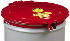 Justrite - 55 Gal, Steel Drum Cover - Hinged Self-Closing Drum Cover - Industrial Tool & Supply