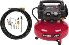 Porter-Cable - 0.8 hp, 2.6 CFM Hand Carry Pancake Compressor - 6 Gallon Tank, 10 Amp, 150 Max psi, 120V - Industrial Tool & Supply