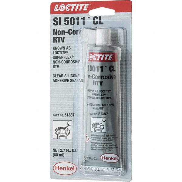 Loctite - 80 mL Tube Clear Silicone Sealant - NC RTV SIL-CL 80ML LOCTITE SUPERFLX RTV - Industrial Tool & Supply