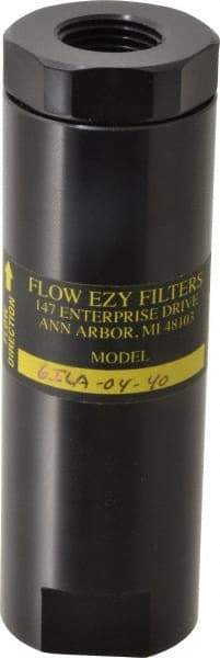 Flow Ezy Filters - 1/2 NPT Thread, 40 Micron, 1.6" Outside Diam, 4.9" Long, Stainless Steel Wire Cloth Media, Filter Assembly - Anodized Aluminum - Industrial Tool & Supply