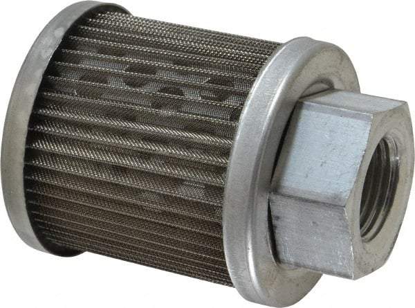 Flow Ezy Filters - 60 Mesh, 11 LPM, 3 GPM, 2.1" Diam, Female Suction Strainer without Bypass - 1/2 Port NPT, 2.7" Long - Industrial Tool & Supply