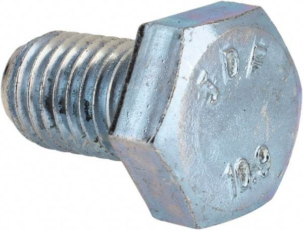 Value Collection - M12x1.75mm Metric Coarse, 20mm Length Under Head Hex Head Cap Screw - Fully Threaded, Grade 10.9 Steel, Zinc-Plated Finish, 19mm Hex - Industrial Tool & Supply