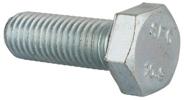Value Collection - M12x1.75mm Metric Coarse, 35mm Length Under Head Hex Head Cap Screw - Fully Threaded, Grade 10.9 Steel, Zinc-Plated Finish, 19mm Hex - Industrial Tool & Supply