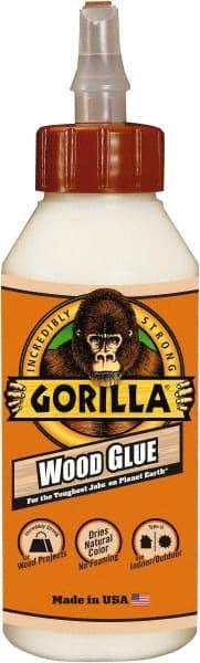 Gorilla Glue - 8 oz Bottle Natural Wood Glue - 3 to 4 hr Working Time, 24 hr Full Cure Time, Bonds to Cork Board & Wood - Industrial Tool & Supply