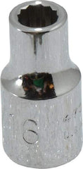 Proto - 3/16", 1/4" Drive, Standard Hand Socket - 12 Points, 7/8" OAL, Chrome Finish - Industrial Tool & Supply