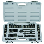 STANLEY® 1/4" & 3/8" Drive 69 Piece Fractional & Metric Black Chrome Laser Etched Socket Set - Industrial Tool & Supply