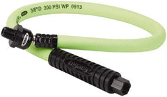 Legacy - 3/8" ID x 0.61" OD 2' Long Lead-In Whip Hose - FNPT x MNPT Ball Swivel Ends, 300 Working psi, 140°, 1/4" Fitting, Green - Industrial Tool & Supply