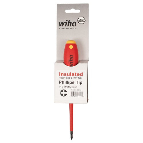 Insulated Cushion Grip Phillips Screwdriver #0 × 60 mm In Carded Hanger - Industrial Tool & Supply
