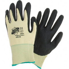 Worldwide Protective Products - Size M, ANSI Cut Lvl 4, Puncture Lvl 2, Abrasion Lvl 3, Cut Resistant Gloves - Palm Coated, Black/Yellow - Industrial Tool & Supply