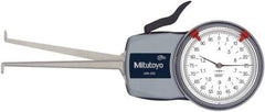 Mitutoyo - 0.4 to 1.2" Inside Dial Caliper Gage - 0.0005" Graduation, 0.0015" Accuracy, 3.3" Leg Length, 0.19" Deep x 0.06" Wide Groove, Ball Contact Points - Industrial Tool & Supply
