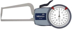 Mitutoyo - 0.8 Inch Max Measurement, 0.0005 Inch Graduation, Outside Dial Caliper Gage - 3.2 Inch Leg Length, 0.0015 Inch Accuracy - Industrial Tool & Supply