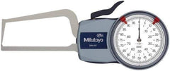 Mitutoyo - 0.8 Inch Max Measurement, 0.0005 Inch Graduation, Outside Dial Caliper Gage - 3.2 Inch Leg Length, 0.0015 Inch Accuracy - Industrial Tool & Supply