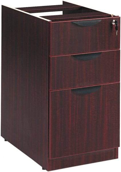 ALERA - 15-5/8" Wide x 28-1/2" High x 28-1/2" Deep, 3 Drawer Full Pedestal - Woodgrain Laminate, Mahogany - Industrial Tool & Supply