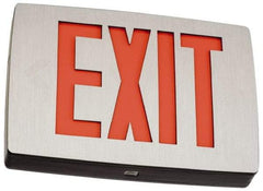 Lithonia Lighting - 1 Face, 1 Watt, Black, Aluminum, LED, Illuminated Exit Sign - 120/277 VAC, Nickel Cadmium, Universal Mounted, 11-3/4 Inch Long x 2 Inch Wide x 8-1/4 Inch High - Industrial Tool & Supply