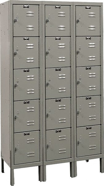 Hallowell - 15 Door, 5 Tier, Premium Box Lockers - Industrial Tool & Supply