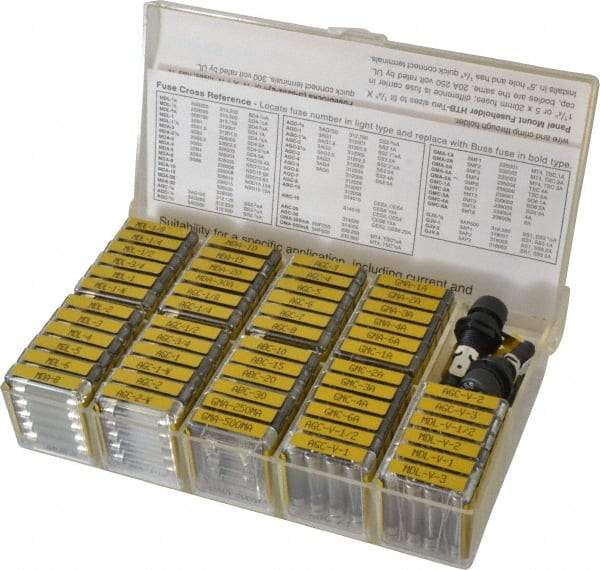 Cooper Bussmann - H, K Class, 20 Amp, Fuse Service Kit - Includes 2 Fuse Clips, 270 Assorted Fuses, 3 Fuse Holders, Fuse Block - Industrial Tool & Supply