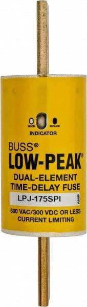 Cooper Bussmann - 300 VDC, 600 VAC, 175 Amp, Time Delay General Purpose Fuse - Bolt-on Mount, 5-3/4" OAL, 100 at DC, 300 at AC (RMS) kA Rating, 1-7/64" Diam - Industrial Tool & Supply