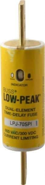 Cooper Bussmann - 300 VDC, 600 VAC, 70 Amp, Time Delay General Purpose Fuse - Bolt-on Mount, 4-5/8" OAL, 100 at DC, 300 at AC (RMS) kA Rating, 1-1/8" Diam - Industrial Tool & Supply
