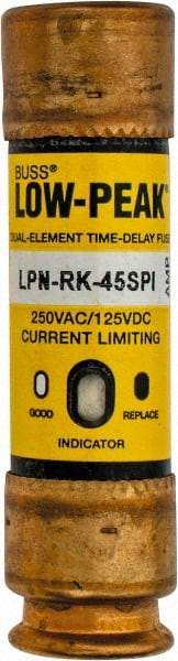Cooper Bussmann - 125 VDC, 250 VAC, 45 Amp, Time Delay General Purpose Fuse - Fuse Holder Mount, 76.2mm OAL, 100 at DC, 300 at AC (RMS) kA Rating, 13/16" Diam - Industrial Tool & Supply