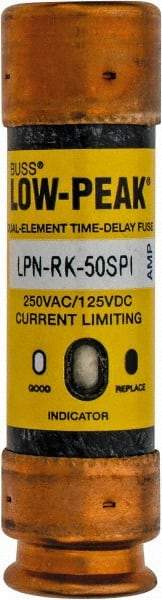 Cooper Bussmann - 125 VDC, 250 VAC, 50 Amp, Time Delay General Purpose Fuse - Fuse Holder Mount, 76.2mm OAL, 100 at DC, 300 at AC (RMS) kA Rating, 13/16" Diam - Industrial Tool & Supply