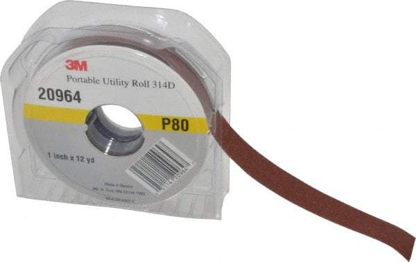 3M - 1" x 12 Yd 80 Grit Aluminum Oxide Cloth Roll - Medium Grade, J Weighted Backing - Industrial Tool & Supply