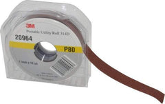 3M - 1" x 12 Yd 80 Grit Aluminum Oxide Cloth Roll - Medium Grade, J Weighted Backing - Industrial Tool & Supply