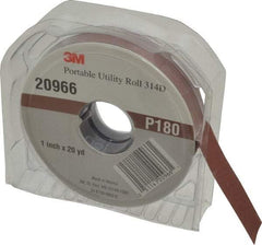 3M - 1" x 20 Yd 180 Grit Aluminum Oxide Cloth Roll - Very Fine Grade, J Weighted Backing - Industrial Tool & Supply
