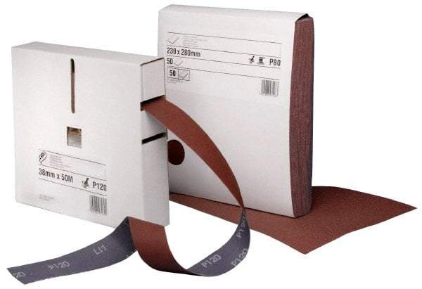 3M - 1" x 8 Yd 60 Grit Aluminum Oxide Cloth Roll - Medium Grade, X Weighted Backing - Industrial Tool & Supply