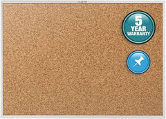 Quartet - 24" Wide x 18" High Open Cork Bulletin Board - Natural (Color) - Industrial Tool & Supply