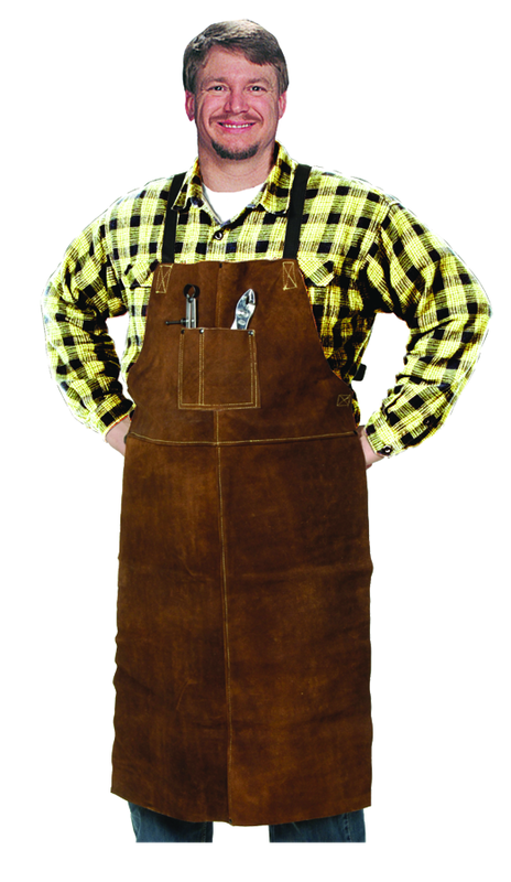 24" x 36" Leather Bib Apron - Split Cowhide - Brown - Industrial Tool & Supply