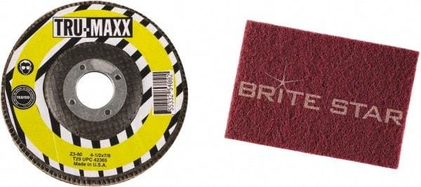 Tru-Maxx - 60 Grit, 4-1/2" Disc Diam, 5/8-11 Center Hole, Type 27 Zirconia Alumina Flap Disc - 13,300 Max RPM, Arbor Attaching System, Coated - Industrial Tool & Supply