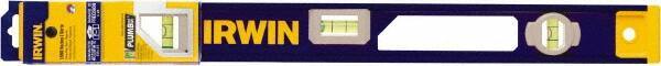 Irwin - Magnetic 24" Long 3 Vial I-Beam Level - Aluminum, Blue/Yellow, 1 Level & 2 Plumb Vials - Industrial Tool & Supply