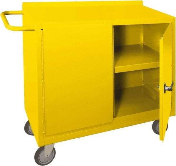 Durham - 2 Door, 1 Shelf, Yellow Steel Standard Safety Cabinet - 78" High x 18" Wide x 36" Deep, Manual Closing Door - Industrial Tool & Supply
